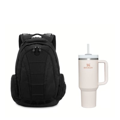 Sampak with Holmes backpack & thermos, pink